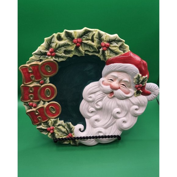 Fitz And Floyd Handcrafted Christmas Ho Ho Ho Santa Plate 9" Diameter EPC - Picture 1 of 4